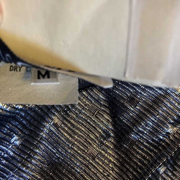 Vintage 1970s Disco Top Blouse Metallic Silver Medium Polka Dot NOS Deadstock - Picture 5 of 9